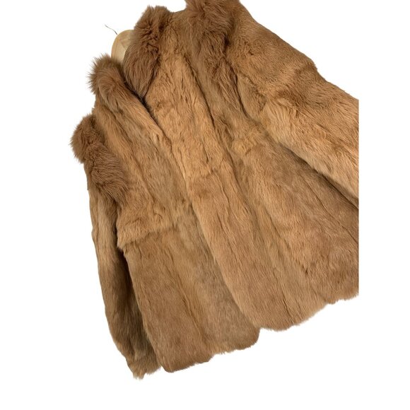 Vintage 80s Genuine Rabbit Tan Fur Jacket Korea Size Large RH10472 GUC - Picture 1 of 13